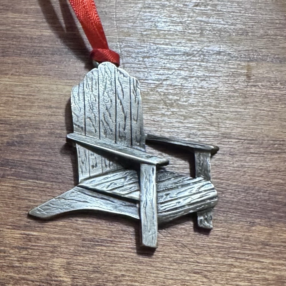 Vintage Signed DLB Pewter Adirondack Chair Hanging Ornament